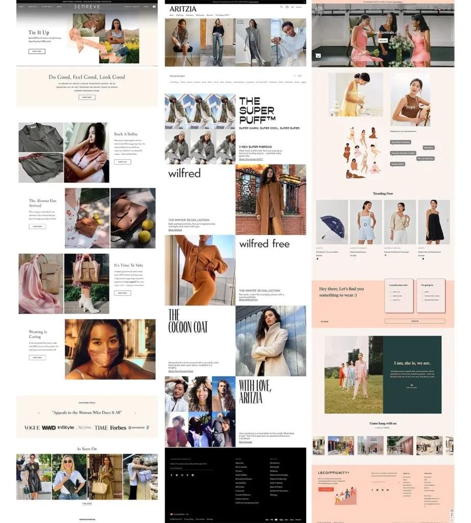 Original Academy collage of ecommerce storefront designs / Academy 原有網店設計拼圖